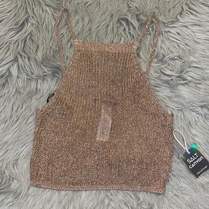 Forever 21 Rose Gold Cami Crop Top, size L